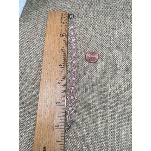 Valentines Bundle of 2 Pieces Pink Heart Broach pink Beaded Bracelet - Picture 5 of 8